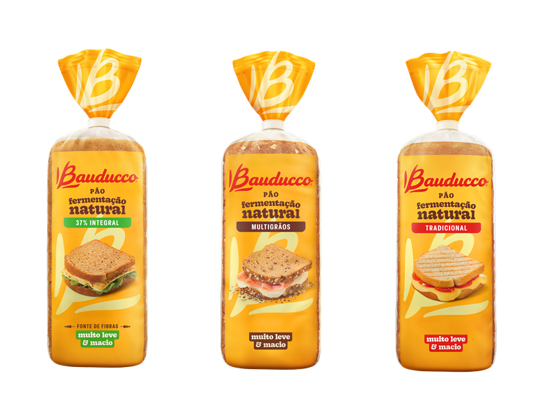 Embalagens de pão de forma Bauducco: integral, multigrãos e tradicional